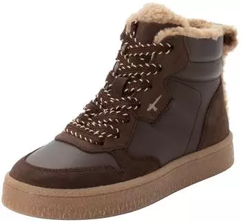 Tamaris Women's Sneaker Leather (1-25244) - Zip & Lacing, COMFORT-Lining, removable Footbed, flat Sole mocca comb