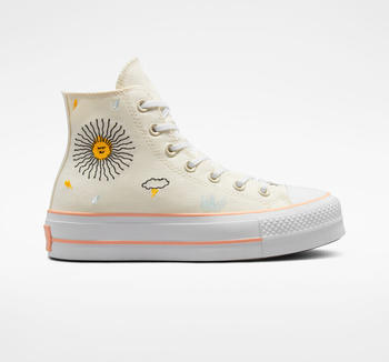 Converse Chuck Taylor All Star Lift Platform Floral Embroidery (A03516C) egret/cheeky coral/white