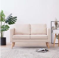 vidaXL 2-Sitzer-Sofa Stoff Cremewei&szlig;
