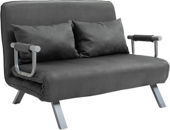 HomCom 2-Sitzer Schlafsofa mit Armlehne 3-in-1 105x80x78 cm grau