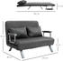 HomCom 2-Sitzer Schlafsofa mit Armlehne 3-in-1 105x80x78 cm grau
