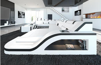 Sofa Dreams Wohnlandschaft Palermo XXL mit LED weiß/schwarz