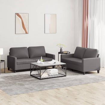 vidaXL 2-tlg. Sofagarnitur mit Kissen Kunstleder