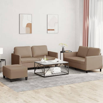 vidaXL 3-tlg. Sofagarnitur mit Kissen Cappuccino-Braun Kunstleder (3201759)