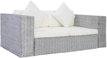 vidaXL 2-Sitzer-Sofa mit Polstern Grau Natürliches Rattan (283070)