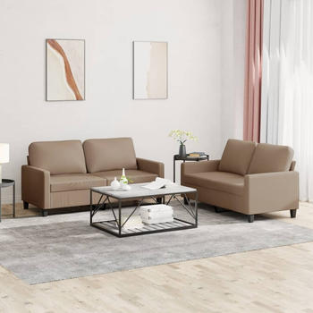 vidaXL 2-tlg. Sofagarnitur mit Kissen Cappuccino-Braun Kunstleder (3201412)