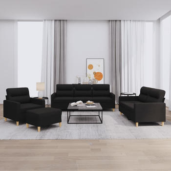 vidaXL 4-tlg. Sofagarnitur mit Kissen Stoff
