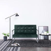 vidaXL 2-Sitzer-Sofa mit Armlehnen Dunkelgr&uuml;n Chrom und Samt