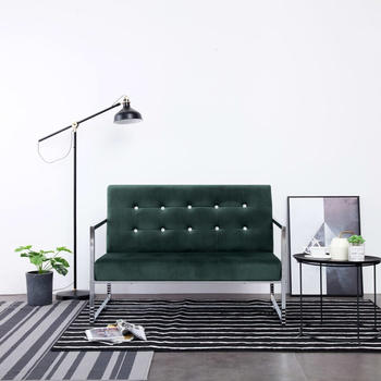 vidaXL 2-Sitzer-Sofa mit Armlehnen Dunkelgrün Chrom/Samt (282164)