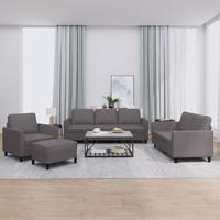 vidaXL 4-tlg. Sofagarnitur mit Kissen Grau Kunstleder