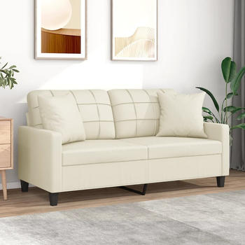 vidaXL 2-Sitzer-Sofa mit Zierkissen Creme 140 cm Kunstleder (3200804)