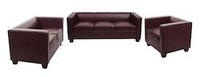 Mendler 3-2-1 Sofagarnitur Couchgarnitur Loungesofa Lille ~ Kunstleder, rot-braun