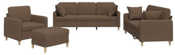 vidaXL 4-tlg. Sofagarnitur mit Kissen Braun Kunstleder (3202081)