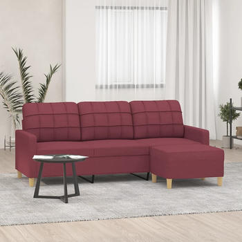 vidaXL 3-Sitzer-Sofa mit Hocker Weinrot 180 cm Stoff (3201007)