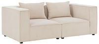 Juskys Domas S Couch 2 Sitzer mit Lehnen & Kissen Cord 196x98x67 cm Beige