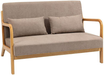 HomCom 2-Sitzer Sofa Zweisitzer mit Kissen Samt 122x71x76 cm Hellgrau