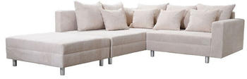 Küchenpreis-Bombe Wohnlandschaft Eckcouch Cord beige + Hocker Minsk L