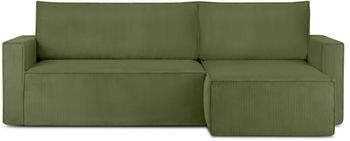Konsimo Ecksofa mit Schlaffunktion mit Armlehnen NAP Cordstoff Loft 246x89x148 cm grün