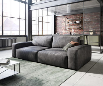 DeLife Big-Sofa Lanzo L 260x110 cm Lederimitat Vintage Anthrazit