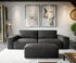 DeLife Big-Sofa Lanzo XL 270x130 cm Lederimitat Vintage Anthrazit mit Hocker