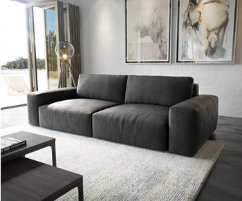 DeLife Big-Sofa Lanzo XL 270x130 cm Lederimitat Vintage Anthrazit