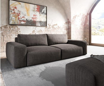 DeLife Big-Sofa Lanzo XL 270x130 cm Mikrofaser Khakibraun mit Hocker