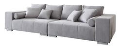 DeLife Big-Sofa Marbeya 285x115 cm Grau mit 10 Kissen XXL-Sofa