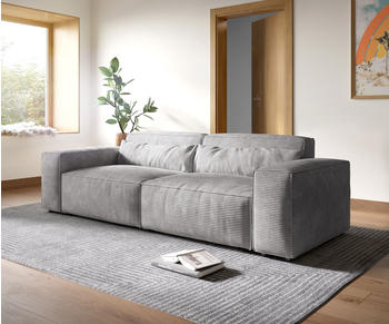 DeLife Big-Sofa Sirpio XL 270x130 cm Cord Silbergrau
