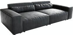 DeLife Big-Sofa Sirpio XL 270x130 cm Lederimitat Vintage Anthrazit