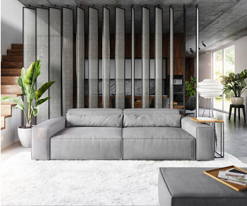 DeLife Big-Sofa Sirpio XL 270x130 cm Mikrofaser Grau mit Hocker