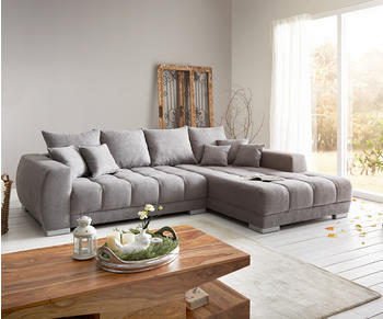 DeLife Ecksofa Josea 300x220 cm Mikrofaser Steingrau Recamiere rechts
