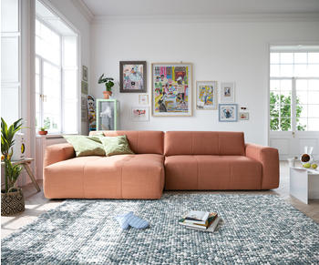 DeLife Ecksofa Lazaro 300x160 cm Flachgewebe Orange Ottomane links mit Sitztiefenverstellung