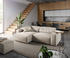 DeLife Ecksofa Sirpio L 260x160 cm Cord Beige Recamiere variabel mit Hocker