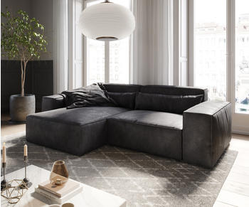 DeLife Ecksofa Sirpio L 260x160 cm Lederimitat Vintage Anthrazit Recamiere variabel