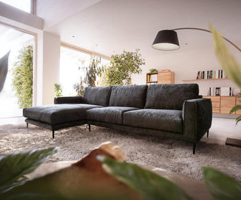 DeLife Ecksofa Sottil 290 x 165cm Chenille Anthrazit Recamiere links
