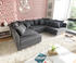 DeLife Wohnlandschaft Clovis Schwarz Strukturstoff mit Hocker Modulsofa Couch Loft