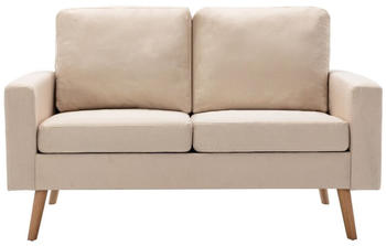 vidaXL 2-Sitzer-Sofa Stoff 130x76x82,5 cm Cremeweiß