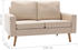 vidaXL 2-Sitzer-Sofa Stoff 130x76x82,5 cm Cremeweiß