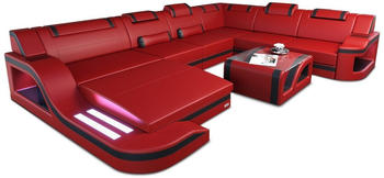 Sofa Dreams Wohnlandschaft Palermo XXL mit LED rot/schwarz
