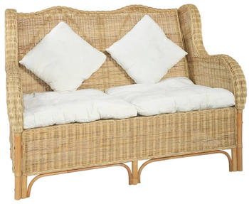 vidaXL 2-Sitzer-Sofa Natur Rattan/Leinen (325466)