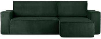 Konsimo Ecksofa mit Schlaffunktion mit Armlehnen NAP Cordstoff Loft 262x89x148cm dunkelgr&uuml;n