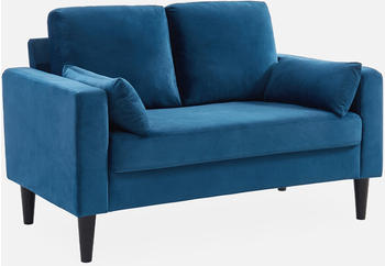 sweeek 2-Sitzer Einzelsofa Bjorn 2 Cord Samt im skandinavischen Stil Blau