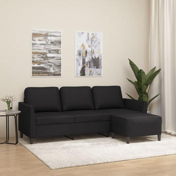 vidaXL 3-Sitzer-Sofa mit Hocker Schwarz 180 cm Kunstleder (3201122)