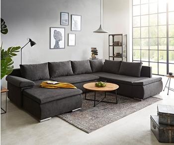 DeLife Couch Abilene Schwarz 325x230 cm Ottomane Wohnlandschaft - black polyester (22509)