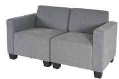 Mendler Modular 2-Sitzer Sofa Couch Lyon grau Fabric (75187+75188)