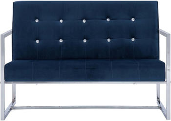 vidaXL 2-Sitzer-Sofa mit Armlehnen Blau Chrom/Samt (282166)