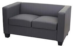 Mendler 2er Sofa Couch Loungesofa Lille Kunstleder dunkelgrau synthetic (75137+75138)