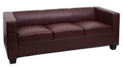 Mendler 3er Sofa Couch Loungesofa Lille Kunstleder rot-braun - brown synthetic (75132+75133+75134)