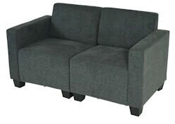 Mendler Modular 2-Sitzer Sofa Couch Lyon anthrazit-grau Fabric (75607+75608)