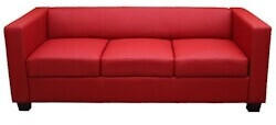 Mendler 3er Sofa Couch Loungesofa Lille Kunstleder rot - red synthetic (14212+14250+14251)